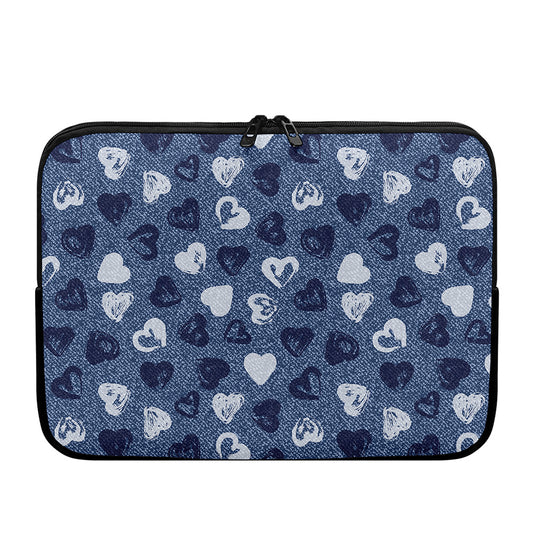 Heart Denim Jeans Pattern Print Laptop Sleeve