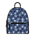 Heart Denim Jeans Pattern Print Leather Backpack