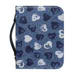 Heart Denim Jeans Pattern Print Leather Bible Cover