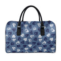 Heart Denim Jeans Pattern Print Leather Duffel Bag