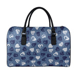 Heart Denim Jeans Pattern Print Leather Duffle Bag