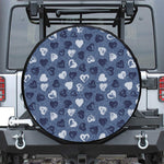 Heart Denim Jeans Pattern Print Leather Spare Tire Cover