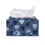 Heart Denim Jeans Pattern Print Leather Tissue Box Cover