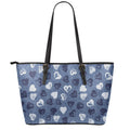 Heart Denim Jeans Pattern Print Leather Tote Bag With Zipper