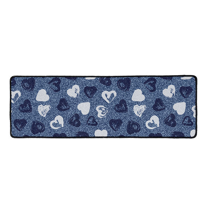 Heart Denim Jeans Pattern Print Long Kitchen Mat