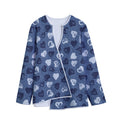 Heart Denim Jeans Pattern Print Long Sleeve Short Coat