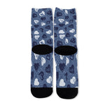 Heart Denim Jeans Pattern Print Long Socks