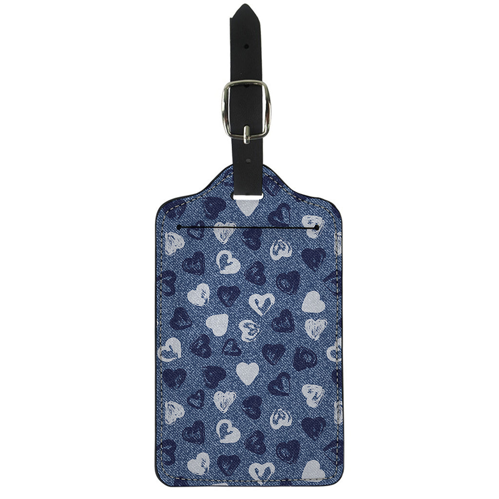 Heart Denim Jeans Pattern Print Luggage Tag