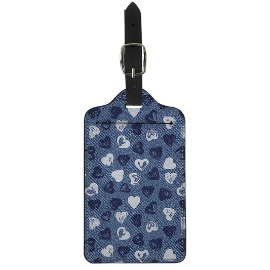 Heart Denim Jeans Pattern Print Luggage Tag