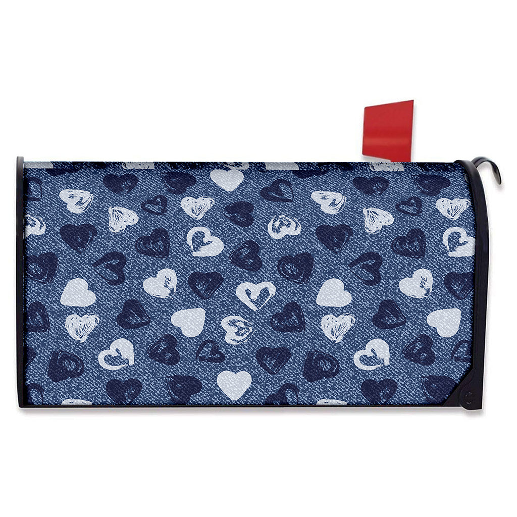 Heart Denim Jeans Pattern Print Mailbox Cover