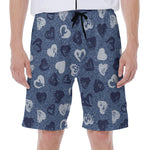 Heart Denim Jeans Pattern Print Men's Beach Shorts