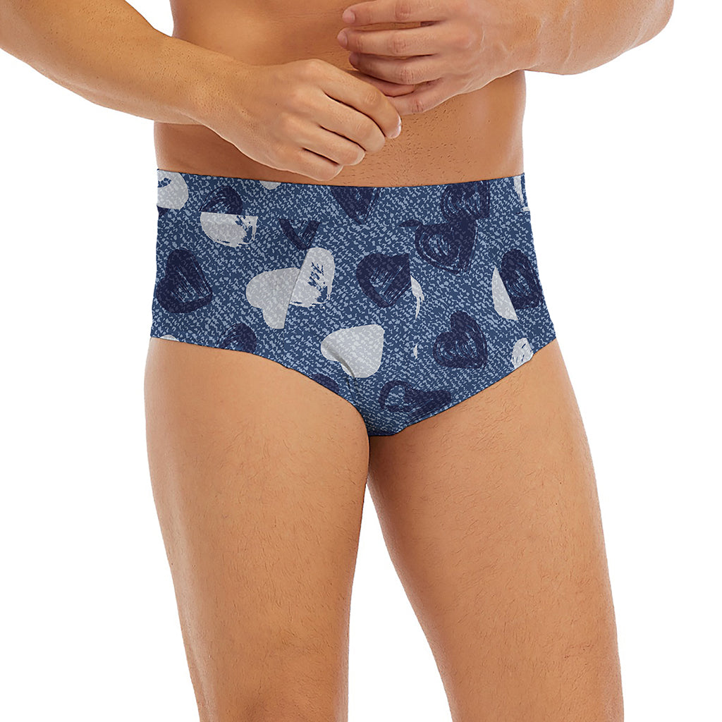 Heart Denim Jeans Pattern Print Men's Briefs