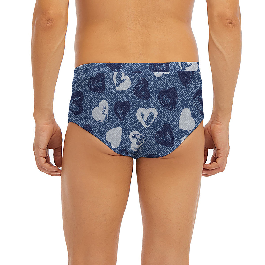 Heart Denim Jeans Pattern Print Men's Briefs