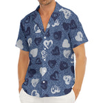 Heart Denim Jeans Pattern Print Men's Deep V-Neck Shirt
