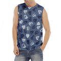 Heart Denim Jeans Pattern Print Men's Fitness Tank Top