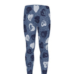 Heart Denim Jeans Pattern Print Men's leggings