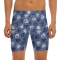 Heart Denim Jeans Pattern Print Men's Long Boxer Briefs
