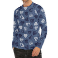Heart Denim Jeans Pattern Print Men's Long Sleeve Rash Guard