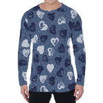 Heart Denim Jeans Pattern Print Men's Long Sleeve T-Shirt