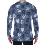 Heart Denim Jeans Pattern Print Men's Long Sleeve T-Shirt