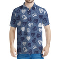 Heart Denim Jeans Pattern Print Men's Polo Shirt