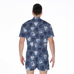 Heart Denim Jeans Pattern Print Men's Rompers