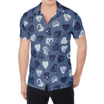 Heart Denim Jeans Pattern Print Men's Shirt