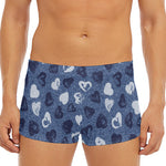 Heart Denim Jeans Pattern Print Men's Short Boxer Briefs