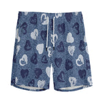 Heart Denim Jeans Pattern Print Men's Sports Shorts