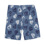 Heart Denim Jeans Pattern Print Men's Sports Shorts