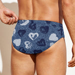 Heart Denim Jeans Pattern Print Men's Swim Briefs