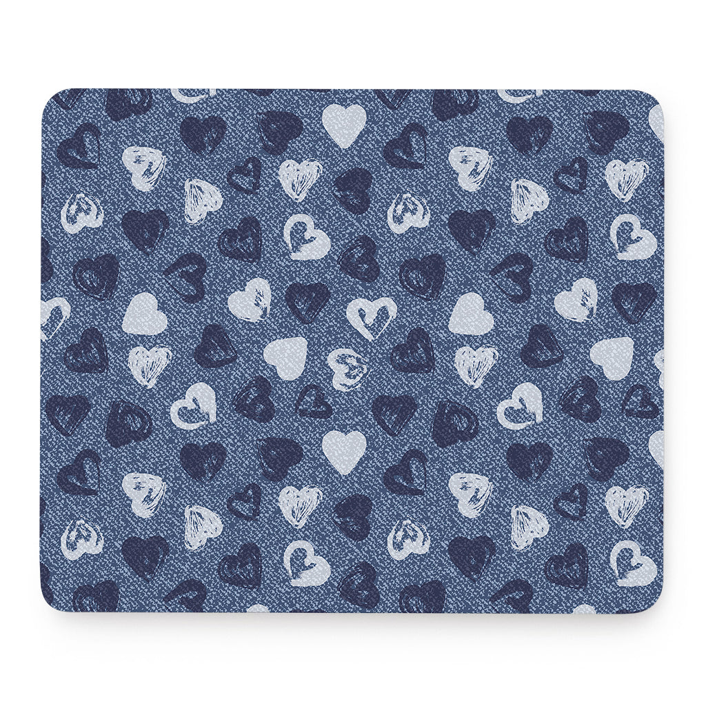 Heart Denim Jeans Pattern Print Mouse Pad