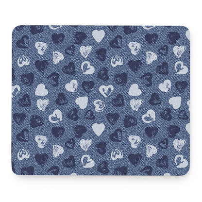Heart Denim Jeans Pattern Print Mouse Pad