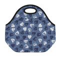 Heart Denim Jeans Pattern Print Neoprene Lunch Bag