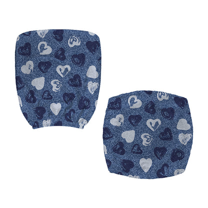Heart Denim Jeans Pattern Print Office Chair Cover