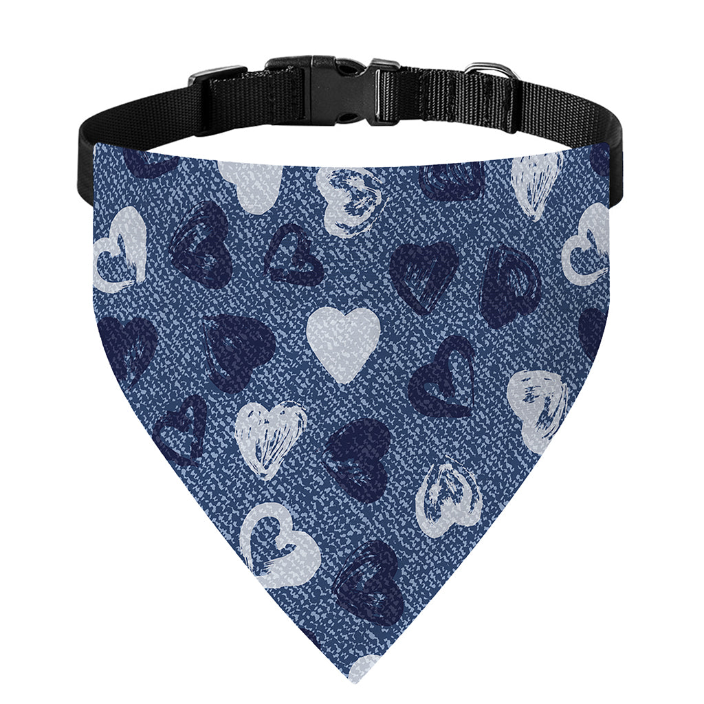 Heart Denim Jeans Pattern Print Over The Collar Dog Bandana