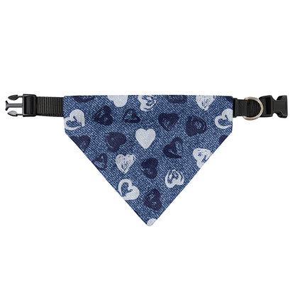 Heart Denim Jeans Pattern Print Over The Collar Dog Bandana