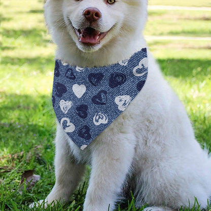 Heart Denim Jeans Pattern Print Over The Collar Dog Bandana
