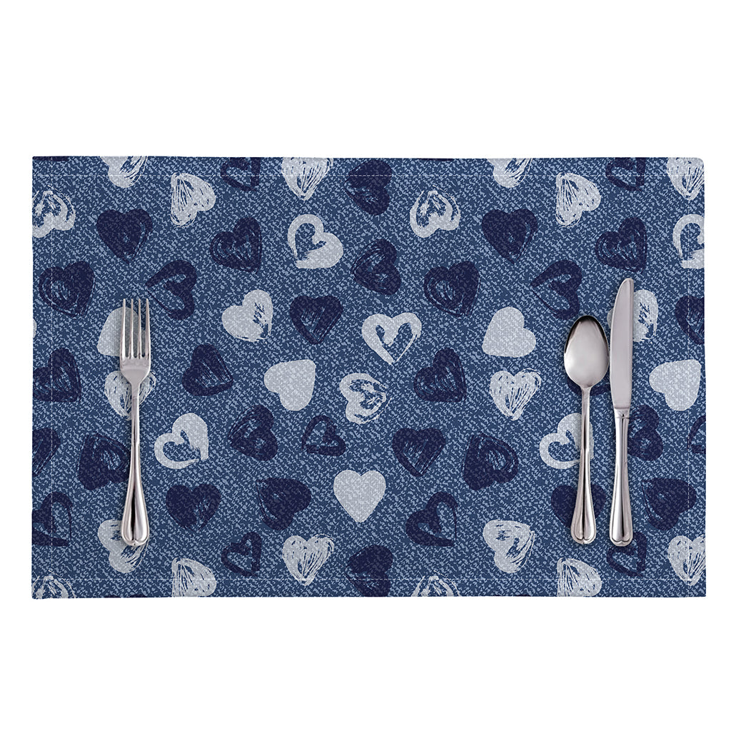 Heart Denim Jeans Pattern Print Placemat