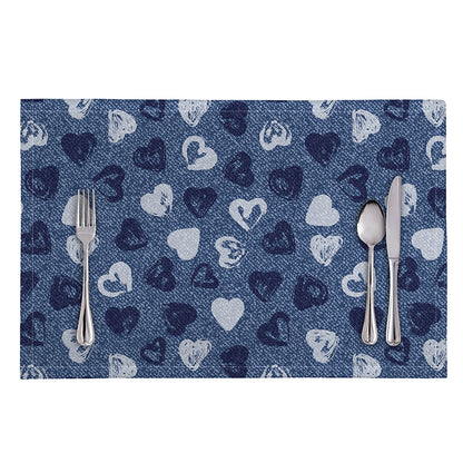 Heart Denim Jeans Pattern Print Placemat