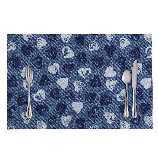 Heart Denim Jeans Pattern Print Placemat