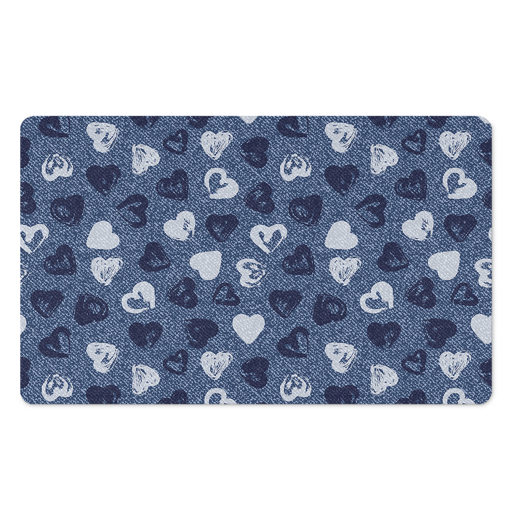 Heart Denim Jeans Pattern Print Polyester Doormat
