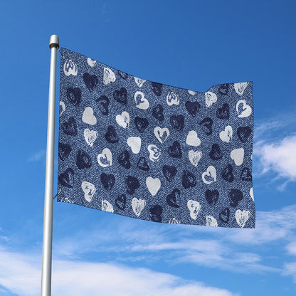 Heart Denim Jeans Pattern Print Polyester Flag