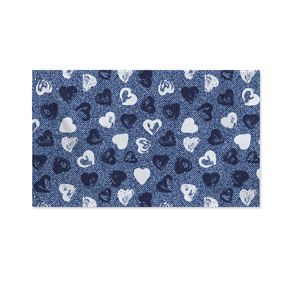 Heart Denim Jeans Pattern Print Polyester Flag