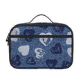 Heart Denim Jeans Pattern Print Portable Lunch Bag