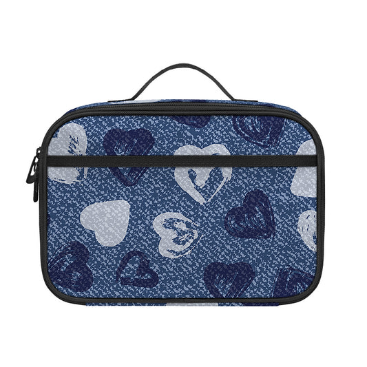 Heart Denim Jeans Pattern Print Portable Lunch Bag