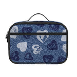 Heart Denim Jeans Pattern Print Portable Lunch Bag