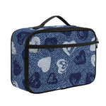 Heart Denim Jeans Pattern Print Portable Lunch Bag