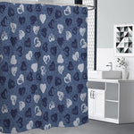 Heart Denim Jeans Pattern Print Premium Shower Curtain