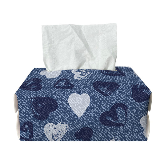 Heart Denim Jeans Pattern Print Rectangle Tissue Box Cover